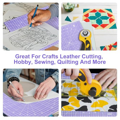 Headley Tools 12"x12" Rotating Cutting Mat, Self Healing Mat with 360-Degree Rotation & Anti-Slip Base, Sewing Board Cutting Mat Perfect for Fabric Quilting Leather Hobby Project, Purple - color: Purple, size: 12"L x 12"W