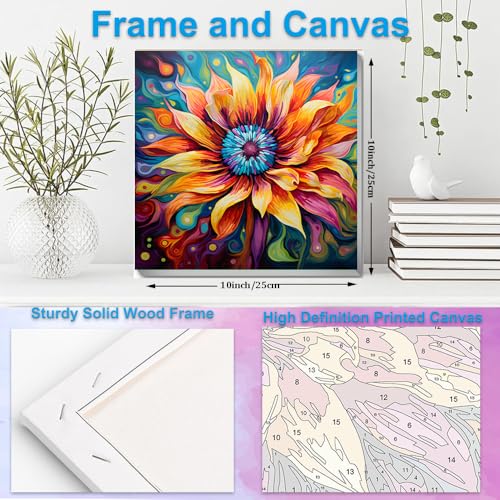Artunion Framed Paint by Numbers Kit for Adults Beginners & Kids Ages 8-12,Blossom Flower Paint by Number with Frame, Floral Paint by Numbers Kit on Canvas 10 * 10 Inch Without Easel - color: ZXT-237-F