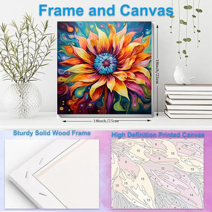 Artunion Framed Paint by Numbers Kit for Adults Beginners & Kids Ages 8-12,Blossom Flower Paint by Number with Frame, Floral Paint by Numbers Kit on Canvas 10 * 10 Inch Without Easel - color: ZXT-237-F