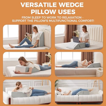 BIEEZZK Leg Elevation Pillow Blood Circulation, 23.6×16.8×8in, White/Grey - color: White/Grey