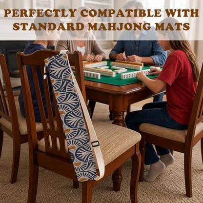 Art Deco Blue and Orange Sun Mahjong Mat Bag with Adjustable Straps - color: Blue and Orange Sun