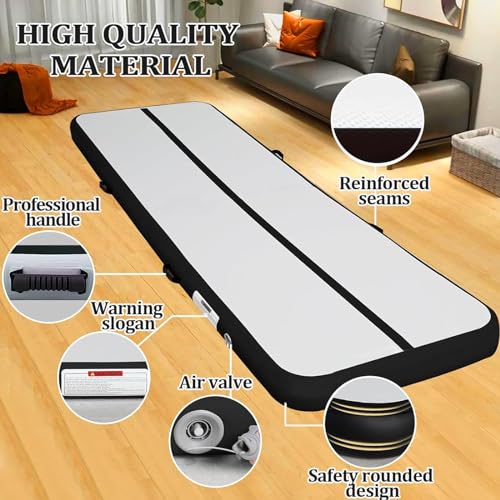 Air Mat Tumble Track, Gymnastics Mats Tumbling Track with Electric Air Pump for Home Use Cheerleading Training Kids Gym Yoga - color: Black, size: 10ftx3.3ftx4inch