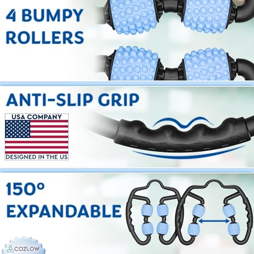 COZLOW Dual Sided Muscle Roller - Cellulite Massager for Arms and Legs - Flexible Massage Tool - Effective Sculpting Massage for Thighs, Butt - color: Blue/Black