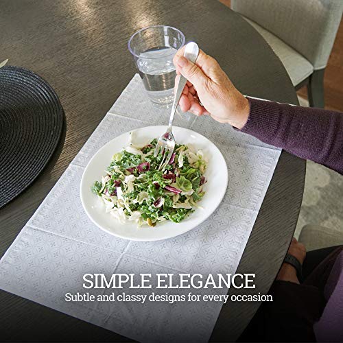 Gray and White Disposable Placemats for Baby, Toddlers, Children and Adults - Sticky Toppers for Tables - Restaurant, Travel, Airplane Tray Covers, Schools - 40 Pack - color: Gray/White