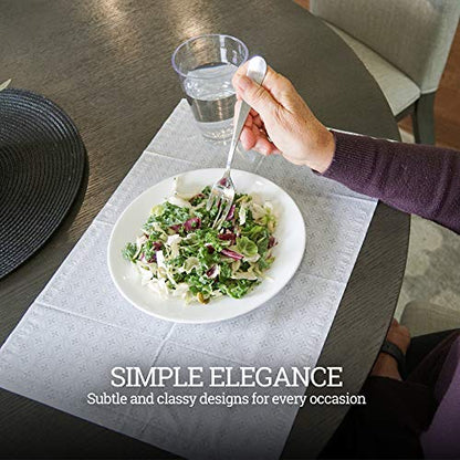 Gray and White Disposable Placemats for Baby, Toddlers, Children and Adults - Sticky Toppers for Tables - Restaurant, Travel, Airplane Tray Covers, Schools - 40 Pack - color: Gray/White
