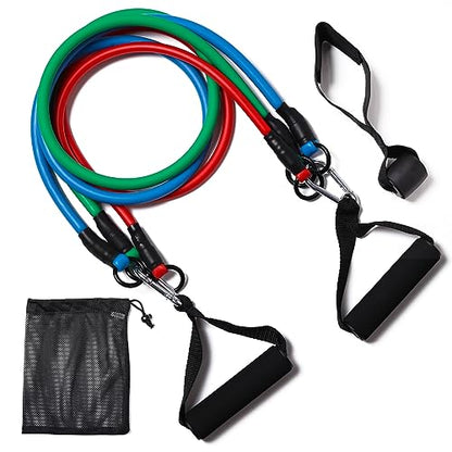 Resistance Bands with Handles, Exercise Bands with Handles, Door Anchor - color: 3-in-1 band- 90lbs