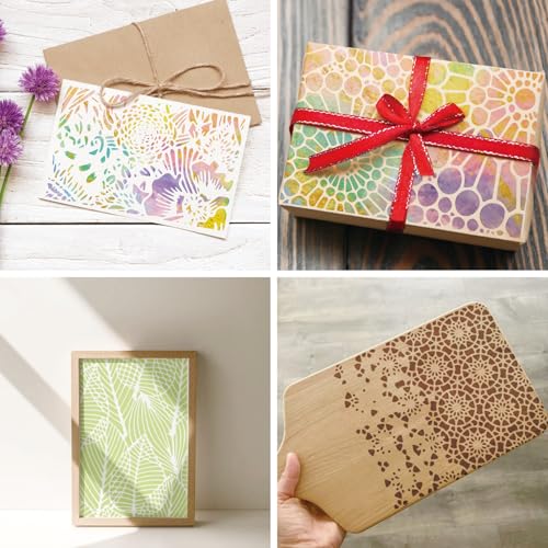 16 Pieces Stencils for Painting, Abstract Texture Mixed Media Art Supplies Crafts Reusable Layering Stencil Brick Pattern Templates for Drawing Card Making Canvas Furniture Paper (Mixed16) - style: Mixed16