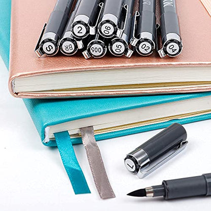 Vanstek 16 Pack Hand Lettering Pens, Calligraphy Pens Markers, Black Ink for Beginners Writing, Lettering, Journaling, Art Drawing, Signature, Illustrations and Office School Supplies