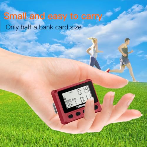 Digital Interval Timer, Stopwatch with Backlight, USB-C Rechargeable Clock, Red - color: Red