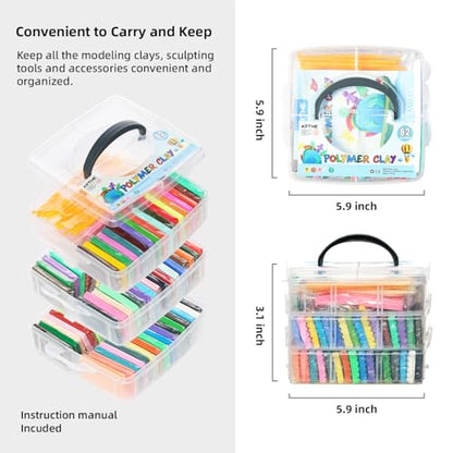 Artme Polymer Clay, 82 Colors Clay Kit, Oven Bake Modeling Clay, Creative Polymer Clay Kit with Sculpting Tools and Jewelry Accessories, Non-Toxic, Ideal DIY Clay Gifts for Adults and Teens