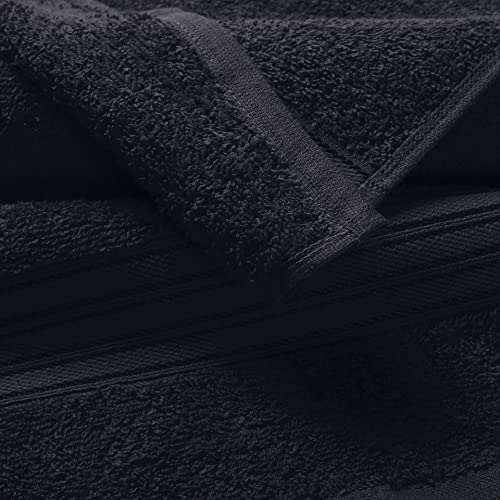 BOUTIQUO Ultra Soft Cotton 6 -Piece Hand Towel Set 16x24 Inch, Ideal for use in Bathroom, Kitchen, Gym, Spa & General Cleaning, Compact & Lightweight Multi Purpose Hand Towels - Black - color: Black, size: Hand Towel - Set of 6