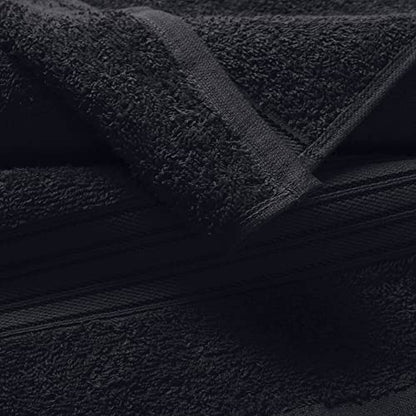 BOUTIQUO Ultra Soft Cotton 6 -Piece Hand Towel Set 16x24 Inch, Ideal for use in Bathroom, Kitchen, Gym, Spa & General Cleaning, Compact & Lightweight Multi Purpose Hand Towels - Black - color: Black, size: Hand Towel - Set of 6