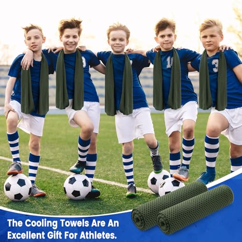 Hosuly 15 Pcs Cooling Towels 40" x 12", Olive Green - color: Olive Green