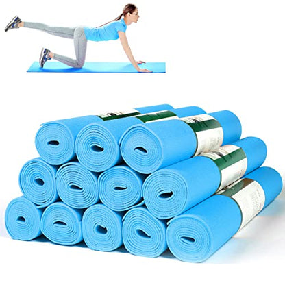 Amylove 12 Pieces Yoga Mats Bulk 68x24x0.12 Inch Exercise Non Slip Fitness Workout Mats for Women Men Home Workout Gym Yoga - color: Light Blue