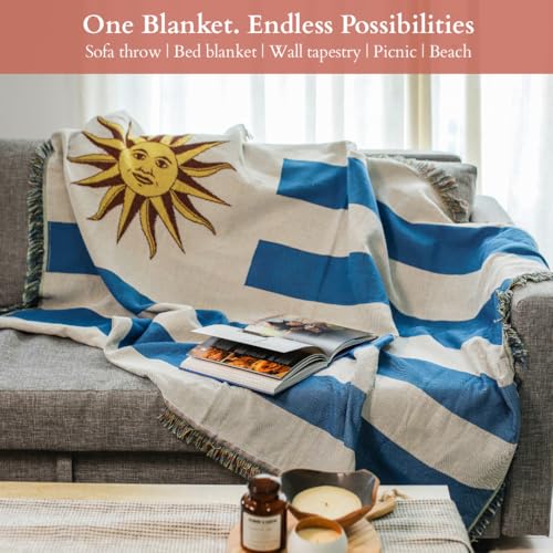 Uruguay Flag Woven Throw Blanket – Woven Not Printed – 50x70 Uruguayan Blanket for Couch, Bed or Wall – Made for Uruguayans Living Abroad - color: Uruguay