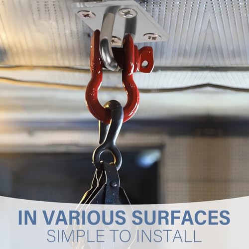 4Pcs Black Zinc Galvanized Pad Eye Hooks Porch Swing Hanging Kit - color: Black （Circle）