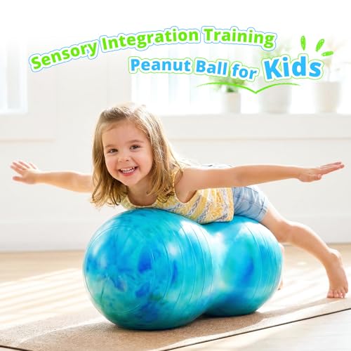 18''/20'' Peanut Ball for Kids & Adults, Anti-Burst Exercise Ball - color: Blue-green, size: 18''(45cm*90cm)