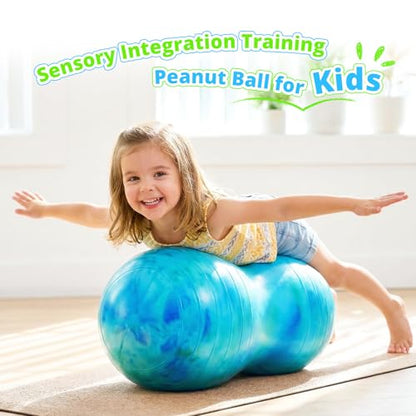 18''/20'' Peanut Ball for Kids & Adults, Anti-Burst Exercise Ball - color: Blue-green, size: 18''(45cm*90cm)