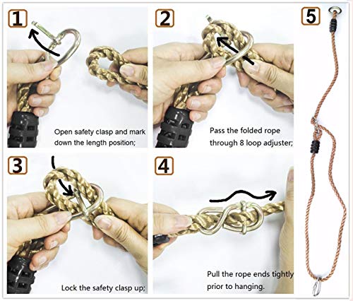 Tree Swing Ropes Hammock Chair Straps Hanging Kit with 2 Carabiners - 5.6ft & Holds Up to 600lbs, Perfect for Children Swing, Outdoor Hammock and Hanging Chair