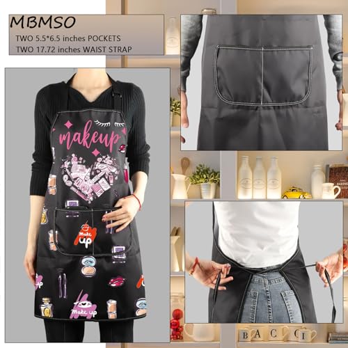 MBMSO Makeup Artist Aprons with Pockets Makeup Apron for Artist Esthetician Gift Cosmetology Student Gift Aprons - color: Makeup Artist Apron-black