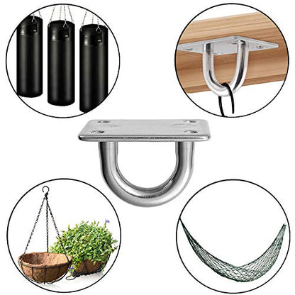 Heavy Duty Pad Eye Plate Staple Ring Hook Loop U-Shaped Sail Shade Hardware - Wall Ceiling Hammock Hooks Hanger for Swing Suspension - Stainless Steel - size: M 8