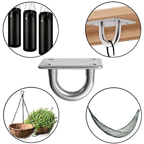 Heavy Duty Pad Eye Plate Staple Ring Hook Loop U-Shaped Sail Shade Hardware - Wall Ceiling Hammock Hooks Hanger for Swing Suspension - Stainless Steel - size: M 8