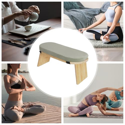 Meditation Bench, Foldable Mediation Stool, Portable Kneeling Meditation Bench with Carry Bag, Prayer Bench with Meditation Cushion, Kneeling Stool for Seiza & Yoga Practice (Green) - color: Green