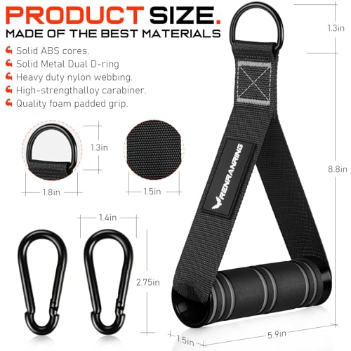 RENRANRING Gym Exercise Handles, Replacement Handle Attachments for Cable Machine Pulleys, Resistance Band and Strength Trainer, Pull Down Workout Accessories, Home Gym Add On Equipment - color: Black, Gray