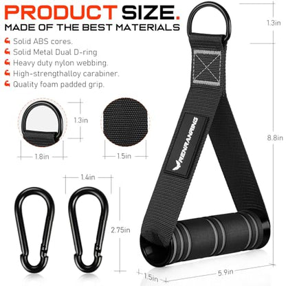 RENRANRING Gym Exercise Handles, Replacement Handle Attachments for Cable Machine Pulleys, Resistance Band and Strength Trainer, Pull Down Workout Accessories, Home Gym Add On Equipment - color: Black, Gray