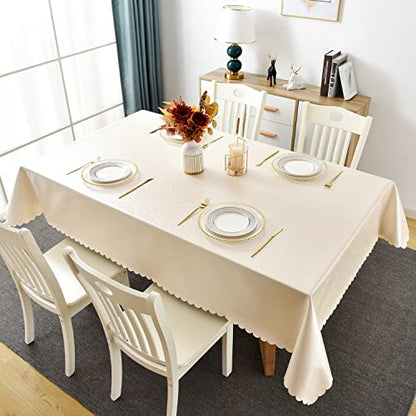 Romanstile Waterproof Vinyl Tablecloth Rectangle, 60 x 84 Inch, Flower Beige - color: Flower Beige, size: 60" x 84" (Rectangular)