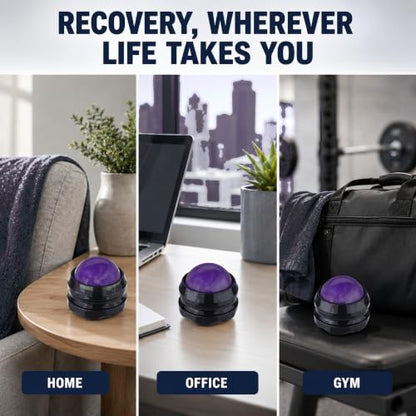 Manual Massage Ball Roller for Forearm & Muscle Pain Relief - Purple Handheld Self Massage Tool for Essential Oils & Lotion - color: Purple