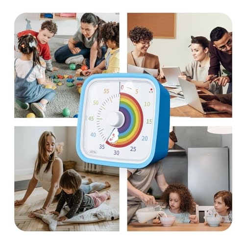 Yunbaoit Rainbow Visual Timer for Kids, 60-min Countdown Timer, Blue - color: Blue Rainbow