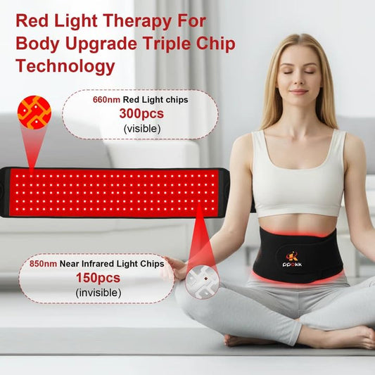 Red Light Therapy for Body,150 LEDs Infrared Light Therapy Wrap Belt for Waist,Upgraded 3 in 1 Led Beads,660nm Red Light &850nm Near Infrared Light Device for Back with Timer - size: 150LEDS