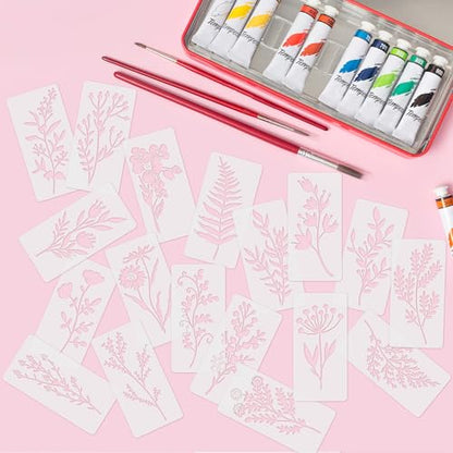 18 Pack Floral Stencils for Painting on Wood, Reusable Flower Stencils for Crafts, Wildflower Botanical Templates for Furniture, Wall, Canvas & DIY Home Decor - style: Floral