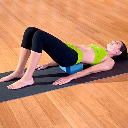 ProsourceFit Foam Yoga Blocks, High Density EVA Yoga Bricks 4”x 6” x 9” (Set of 2) - color: Blue