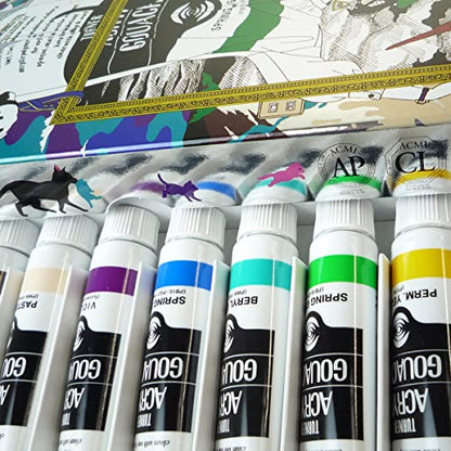 Turner Acryl Gouache Yusuke Nakamura 40th Anniversary Set of 12, 11ml Tubes (limited edition) - color: 12 colors, silver, size: 95×240×20mm