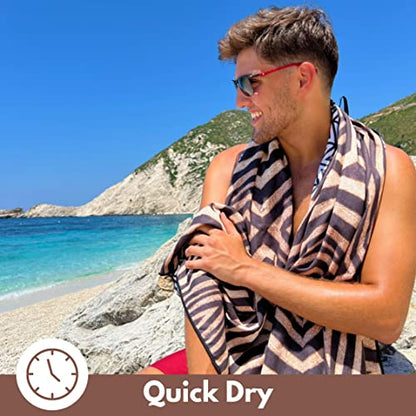 ECCOSOPHY Microfiber Beach Towel - Quick Dry, Sand Free and Oversized 71x35 | Super absorbent, lightweight, swimming, gym, extra large, pool, cruise, camping, yoga, travel, compact, carry bag, vacation - color: Kenya