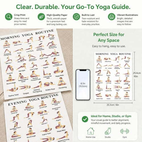 2 Pcs Yoga Poses Poster, Yoga Poster for Women Beginners