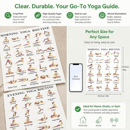 2 Pcs Yoga Poses Poster, Yoga Poster for Women Beginners