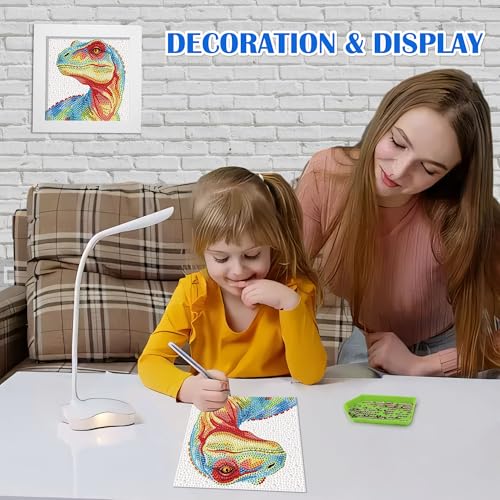 Leixonl Diamond Art Kits for Kids with Framed (7 in) Cartoon Animals DIY Gem Art Painting - Arts & Crafts Gifts for Beginners & Teens (1p-6 in-Dinosaur) - color: 1p-6 in-dinosaur