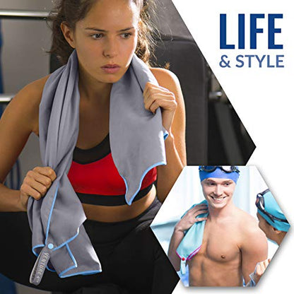 VENTURE 4TH Quick Dry Travel Towel, Ultra Soft Microfiber - 3 Sizes - color: Gray Blue, size: 40.00" x 21.00"