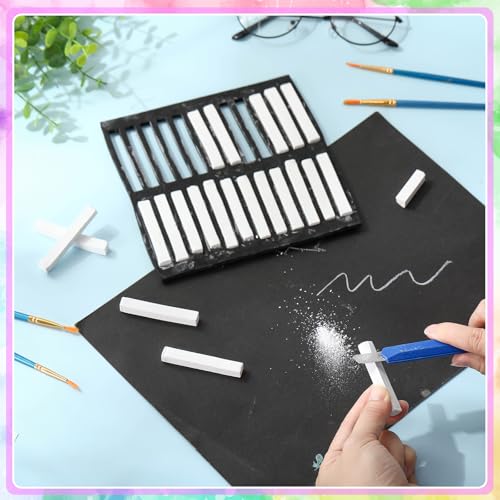 Watersay 24 Pcs Soft Pastel Drawing Chalk Set Square Sketch Chalk Non-toxic Artist Pastel Sticks for Professional Artists and Art Lovers(60 x 8 x 8 mm,White) (Pack of 2) - color: White, size: 1 Count (Pack of 48)