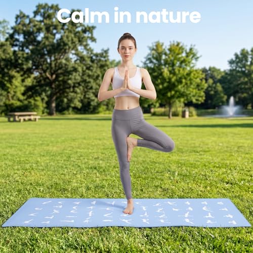 Hot Yoga Towel - Mat-Sized, Microfiber, Super Absorbent, Anti-Slip, 25" x 72" - for Exercise, Fitness, Pilates Gear, Blue