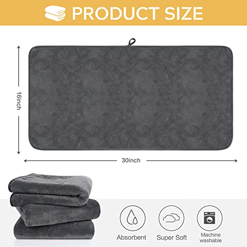 SINLAND Microfiber Hand Towels for Bathroom, 16 x 31 Inch, Grey, 3Pack - color: Dgreyx3