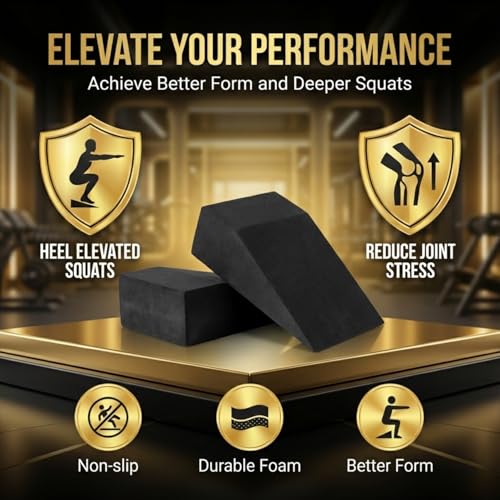 Pack of 2 Squat Wedge Block for Elevated Heel Squats and Deadlifts - Improve Mobility, Balance, and Strength - Non-Slip