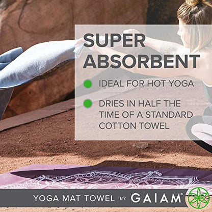 Gaiam Microfiber Yoga Mat Towel, Mulberry - color: Mulberry