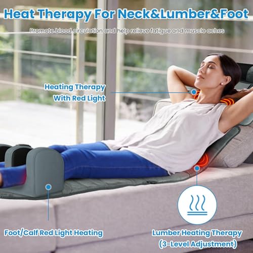KOCASO Full Body Massage Mat with Heat, Electric Heated Massage Pad Cushion - size: 76x20x6 in