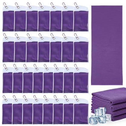 Honoson 30 Pack Cooling Towels for Neck and Face, 27 x 16 in, Purple - color: Purple