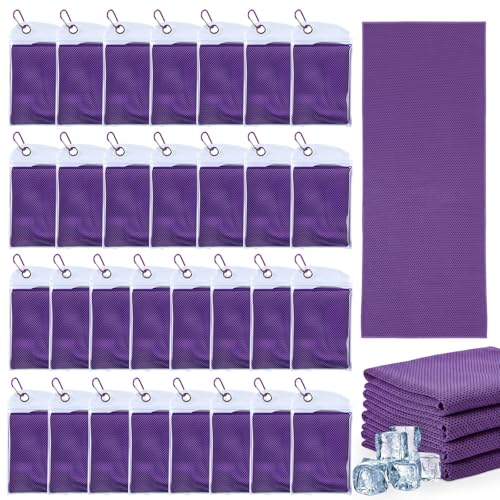 Honoson 30 Pack Cooling Towels for Neck and Face, 27 x 16 in, Purple - color: Purple