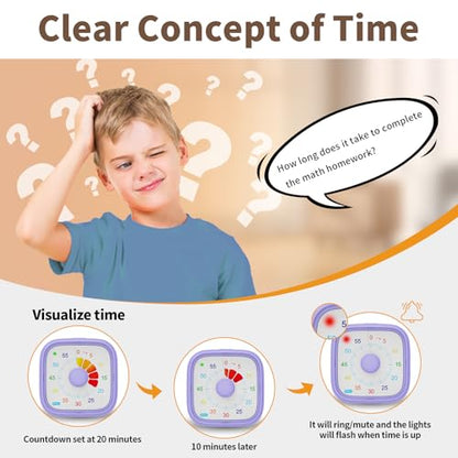Potty Training Timer- Replace Potty Watch for Toddler Girls Boys, 60-Minute Countdown Viaul Timer with Ring Vibration Reminder for Kids Cultivate The Sense of Time Get to Know Time - color: Purple01